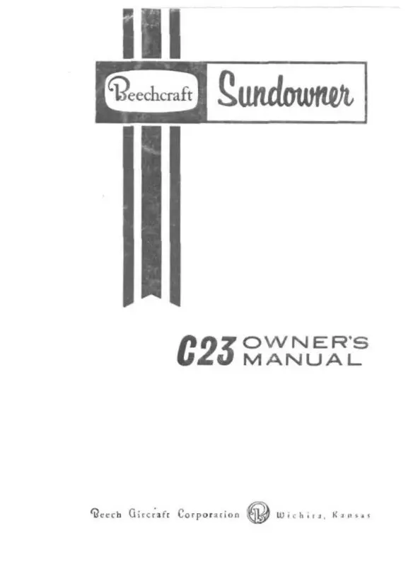 Beech C23 Sundowner Owner's Manual (169-590008-13) 1