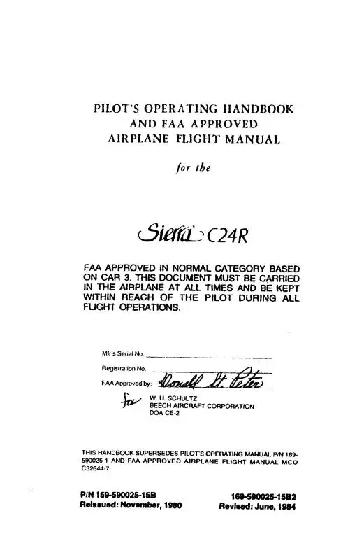 Beech C24r Sierra Pilot's Operating Handbook (169590025-15B) 1