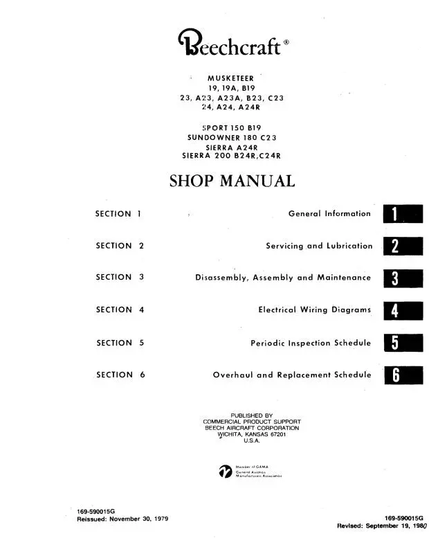 Beech 19, 23, 24 Series Shop-Maintenance Manual (169-590015G) 1