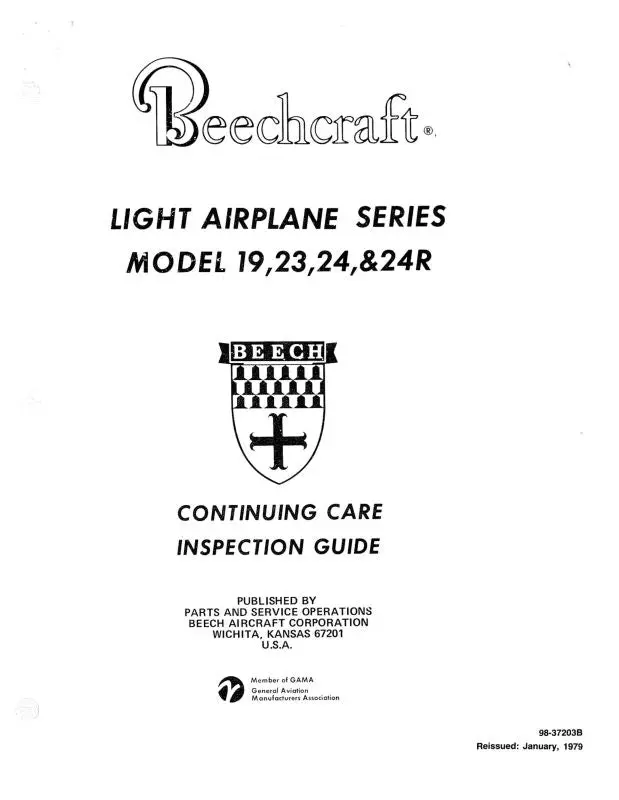 Beech 19,23,24 Series Continuing Care Inspection Guide (98-37203B) 1