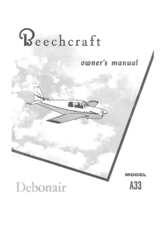 Beech A33 Debonair Pilot's Operating Owner's Manual (33-590000-13A) 1