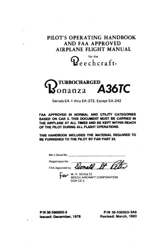 Beech Bonanza A36tc Pilot's Operating Handbook & Flight (36-590003-3A8) 1