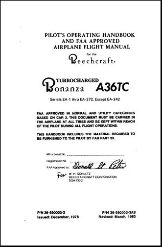 Beech A-36Tc Series Poh Pilots Operating Handbook (36-590003-3) 1