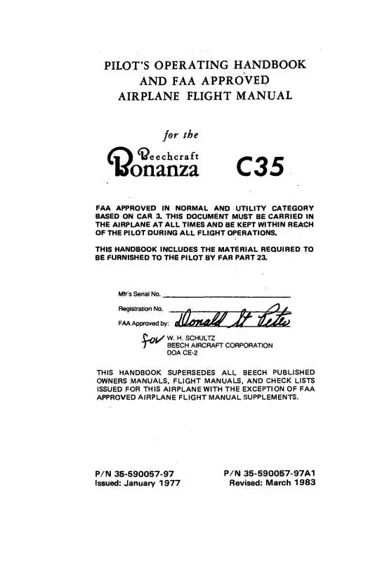 Beech C35 Bonanza Pilot's Operating Handbook (35-590057-97) 1