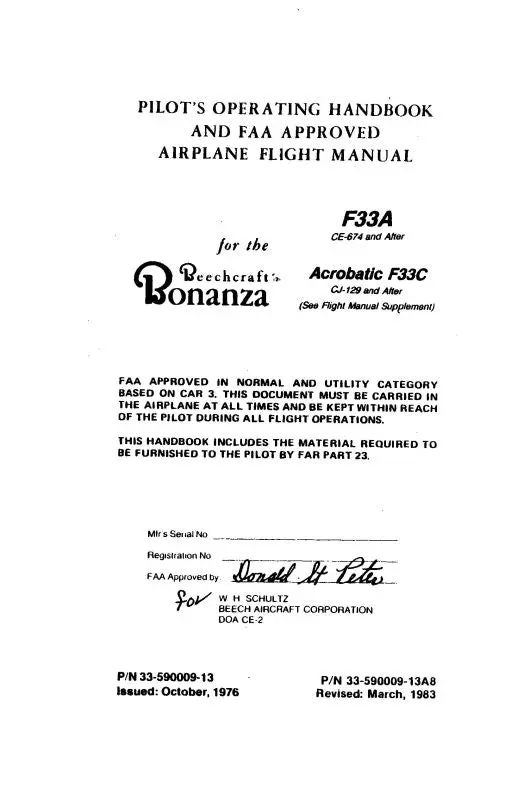 Beech F33a Series Pilot's Operating Handbook (33-590009-13A8) 1