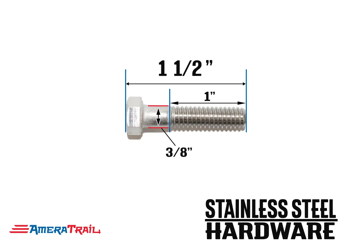 Stainless Steel Bolt 3/8 X 1 1/2", Hex Head - Available W/ Nut And Washer Hardware 1