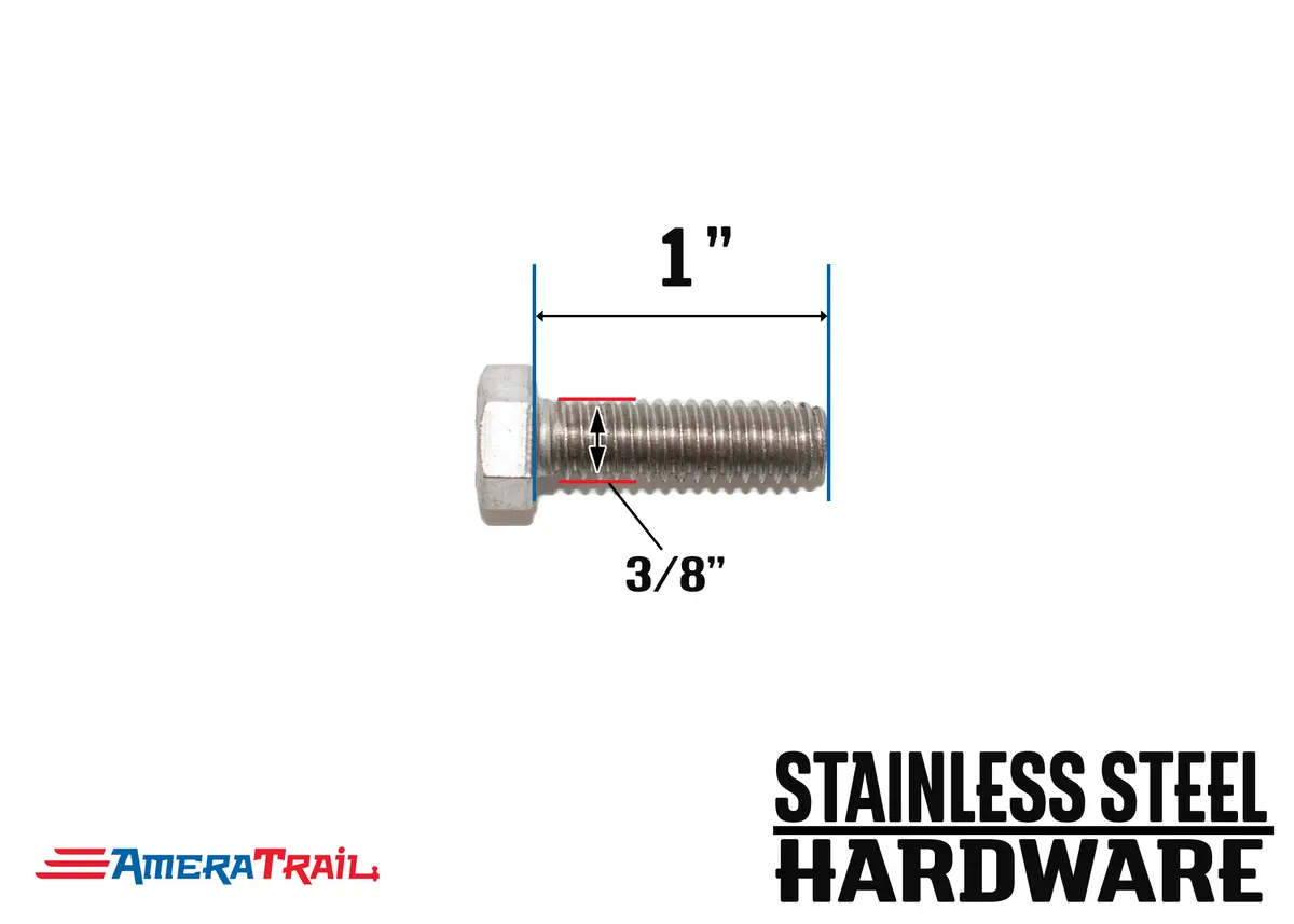 Stainless Steel Bolt 3/8 X 1", Hex Head - Available W/ Nut And Washer Hardware 1