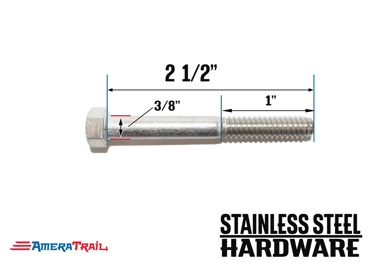 Stainless Steel Bolt 3/8 X 2 1/2", Hex Head - Available W/ Nut And Washer Hardware 1