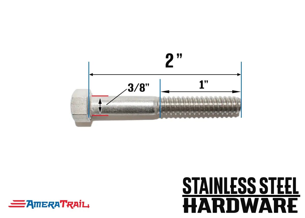 Stainless Steel Bolt 3/8 X 2", Hex Head - Available W/ Nut And Washer Hardware 1