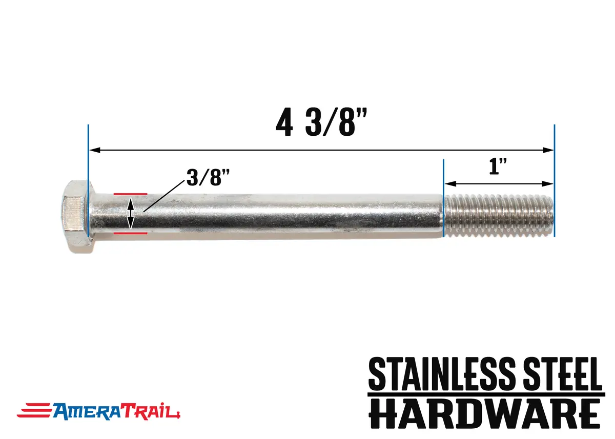 Stainless Steel Bolt 3/8 X 4 3/8", Hex Head - Available W/ Nut And Washer Hardware 1