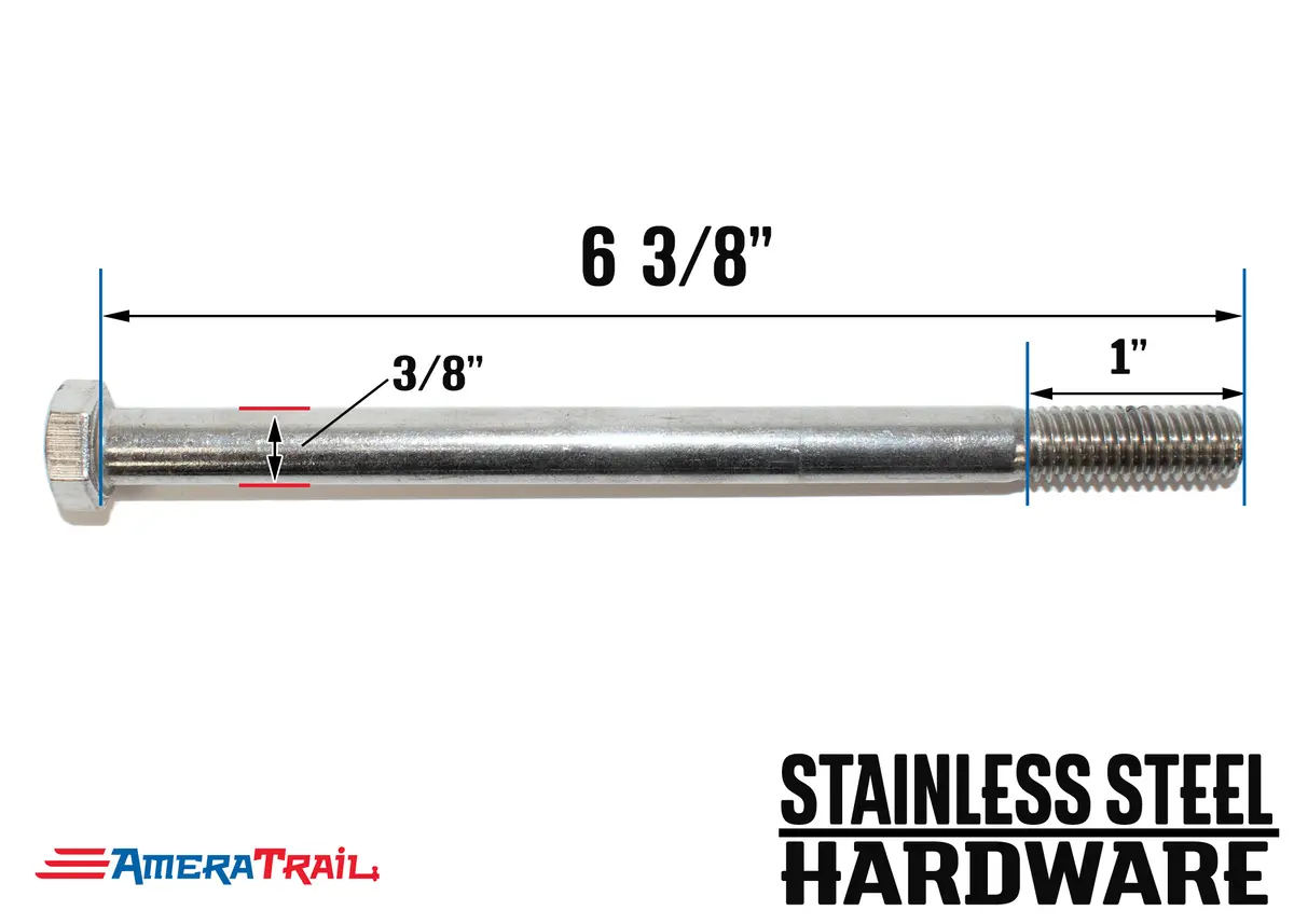 Stainless Steel Bolt 3/8 X 6 3/8", Hex Head - Available W/ Nut And Washer Hardware 1
