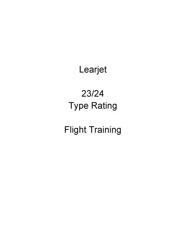 Learjet 23-24 Type Rating 1977 Flight Training (Le23,24 77 Tr C) 1