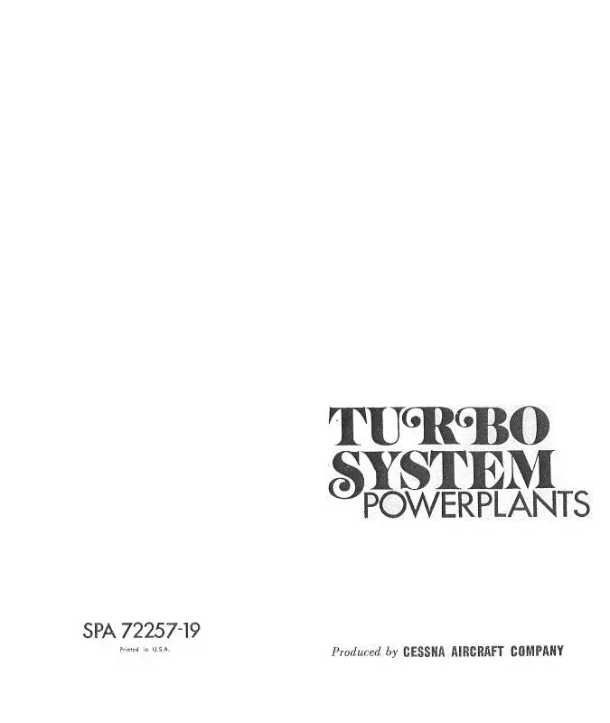 Cessna Turbo System Powerplants Principles Of Operation (Ceturbosystempwpl C) 1