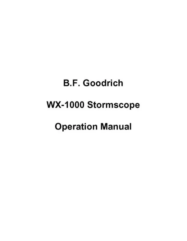 B.F. Goodrich Wx-1000 Stormscope Operation Manual (Bfwx1000-Op-C) 1