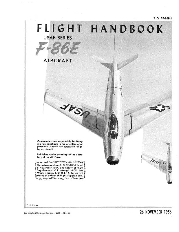 North American F-86E 1956 Flight Manual (1F-86E-1) 1