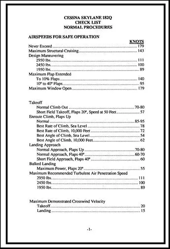 Cessna 182Q Pilot's Checklist 1