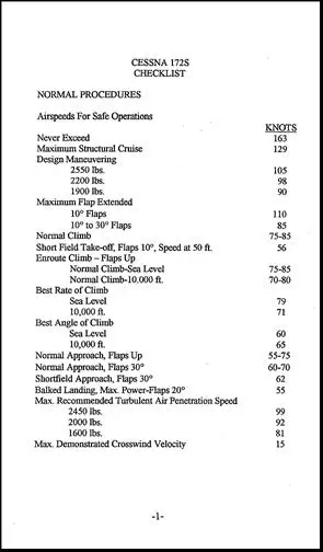 Cessna 172S Pilot's Checklist (172Scl) 1