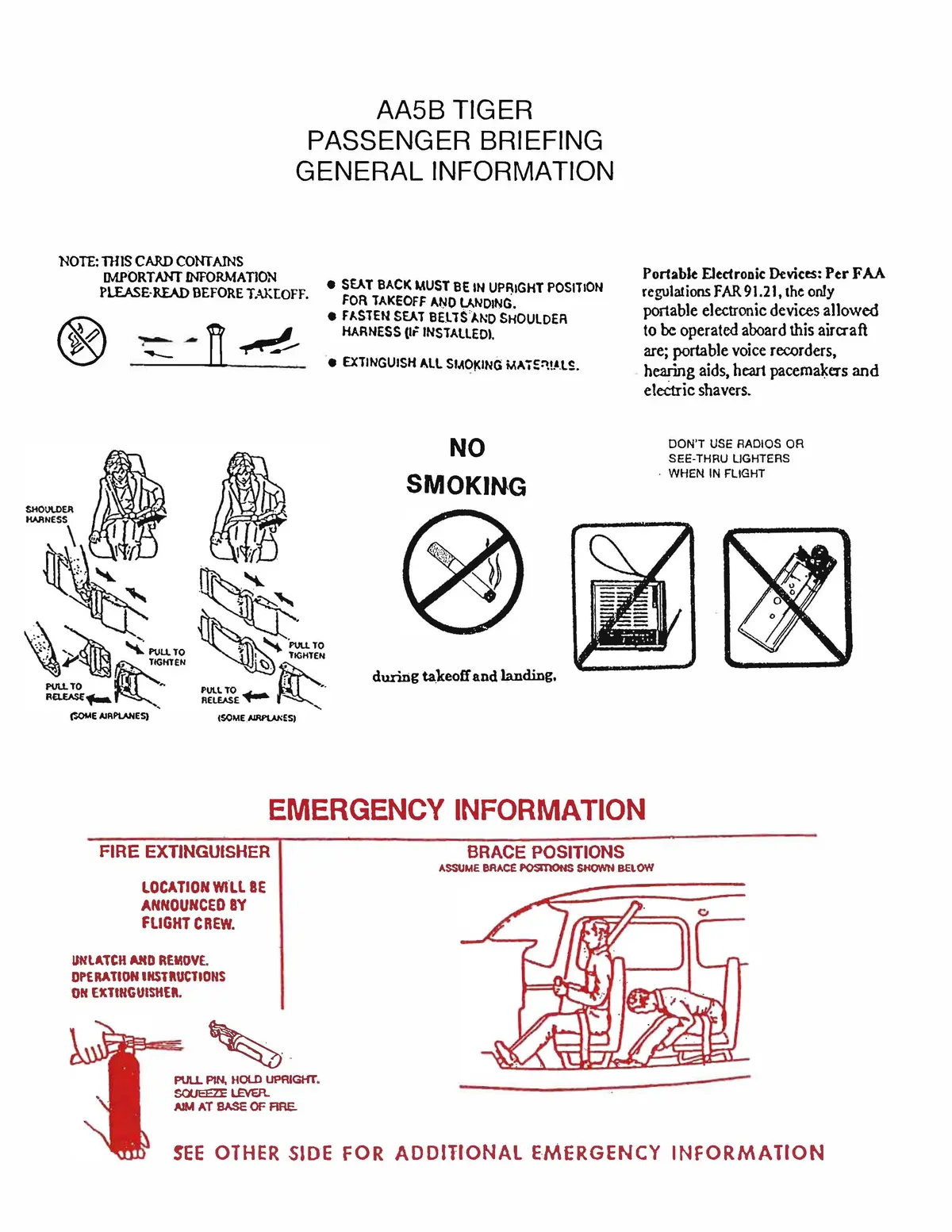Grumman Aa5b Tiger Passenger Briefing Card (Graa5b Pbc C) 1