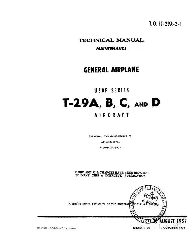 Consolidated T-29A, B, C, D Maintenance Manual 1957 (1T-29A-2-1) 1