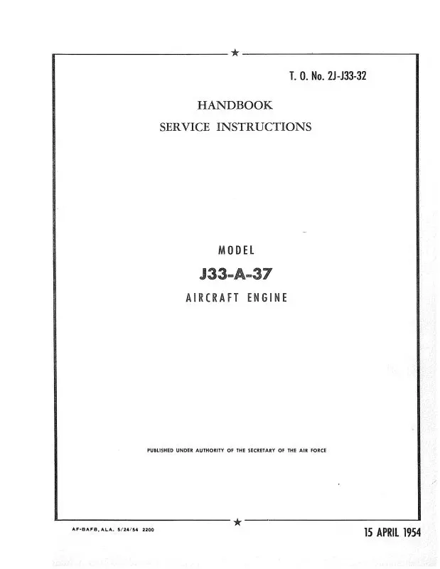 Allison J33-A-37 Turbojet Engines Maintenance Manual 1954 (2J-J33-32) 1