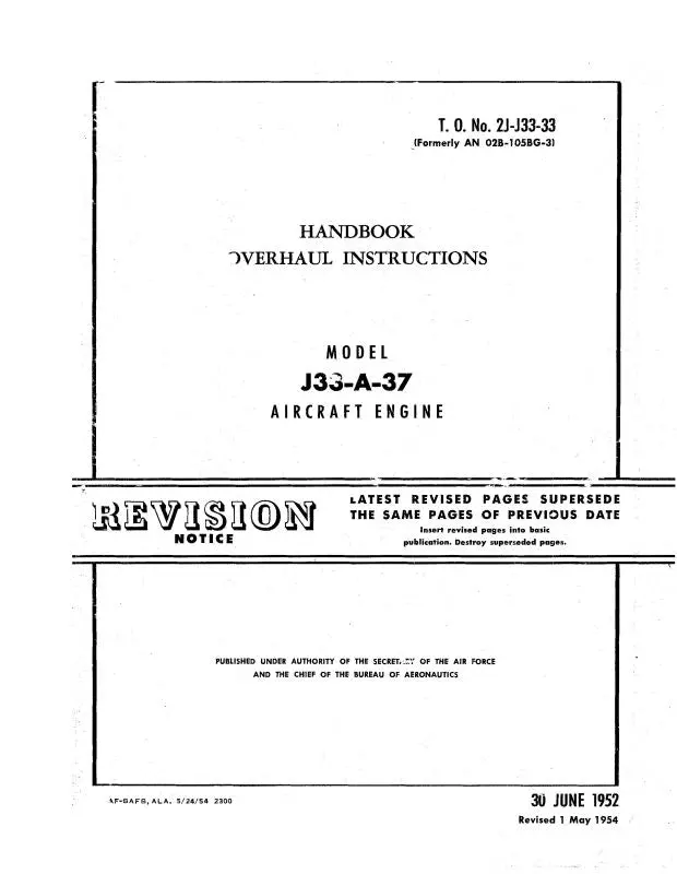 Allison J33-A-37 Overhaul Instructions 1952 (2J-J33-33) 1