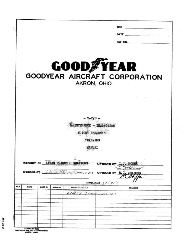 Consolidated T-29B Convair 1953 Maintenance Inspection Training Manual (Cst29b-53-Tr C) 1
