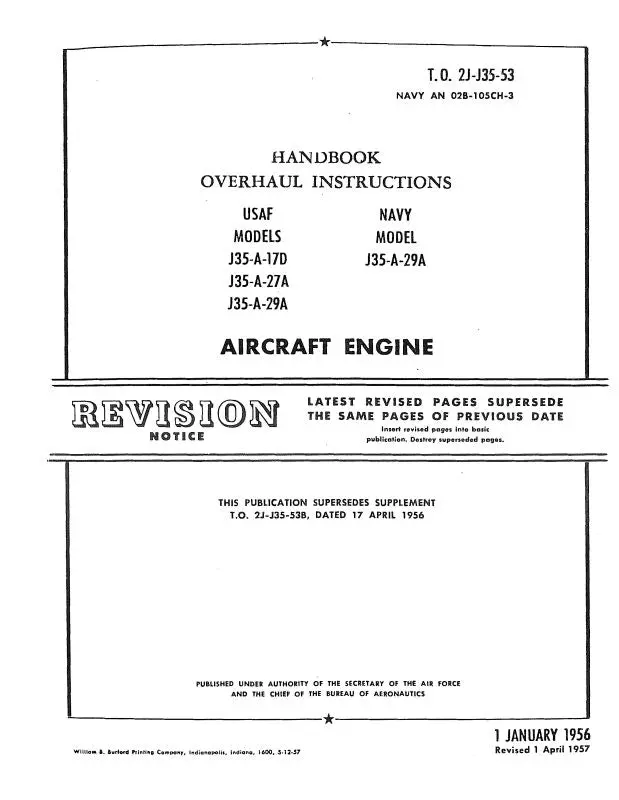 Allison J35a-17D,-27A-29A Overhaul Manual 1956 (2J-J35-53) 1
