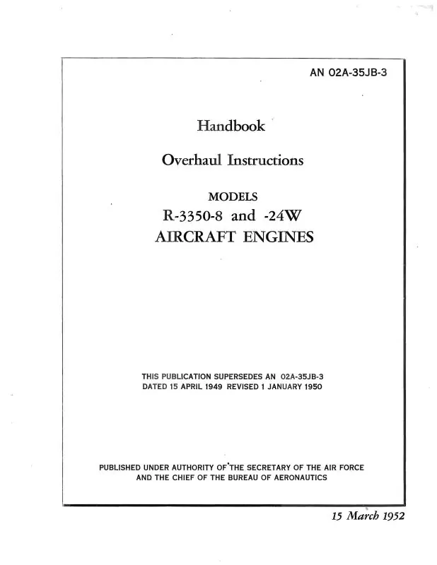Curtiss-Wright R-3350-8, -24W Overhaul Manual 1952 (02A-35Jb-3) 1