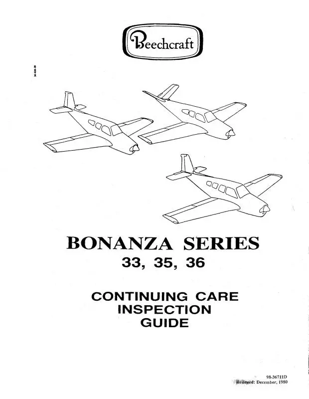 Beech 33,35,36 Bonanza Continuing Care Continuing Care Inspection Guide (98-36711D) 1