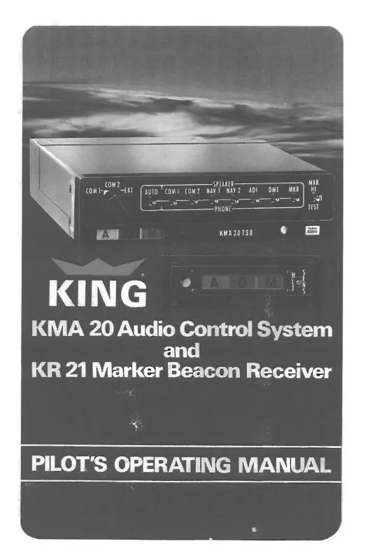 King Kma20, Kr21 Pilot's Operating Manual (006-0044-02) 1
