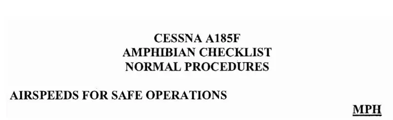 Cessna A185f Amphibian Pilot's Checklist (Cea185f-Cl-C) 1