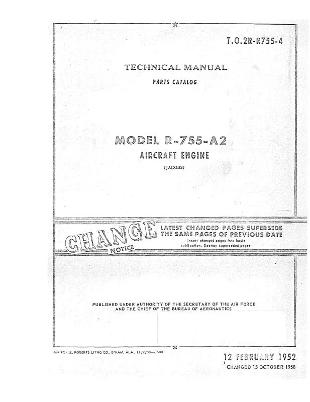 Jacobs R-755-A2 Engine Parts Catalog 1952 (2R-R755-4) 1