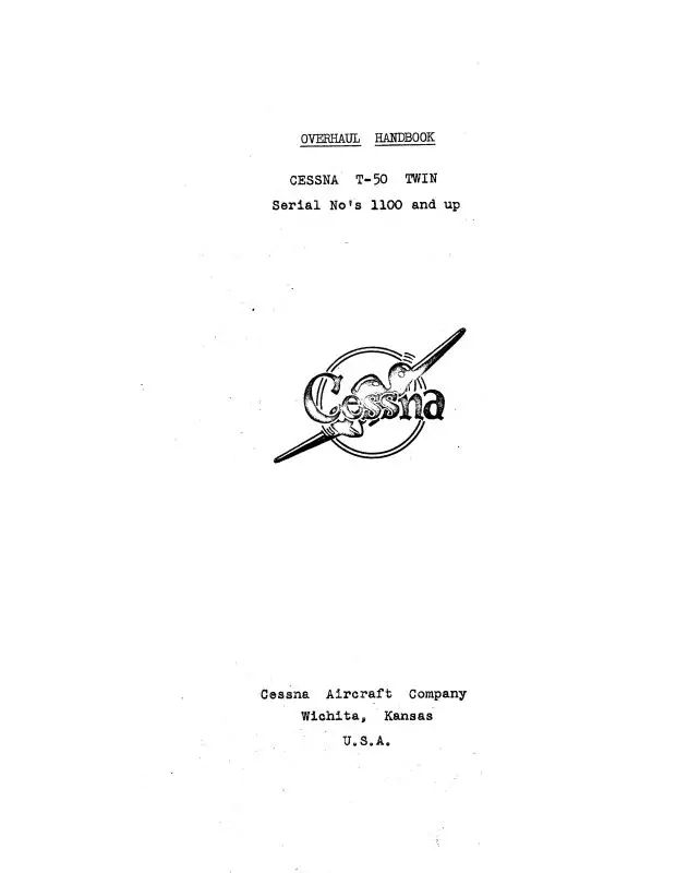 Cessna T-50 Twin Series Overhaul Handbook (Cet50-Oh-C) 1