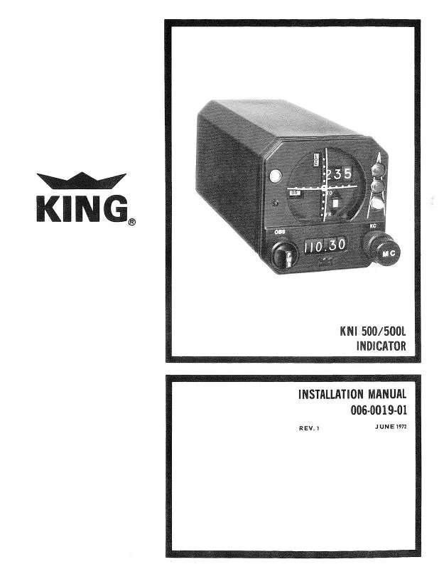 King Kni 500-500L Indicator Maintenance, Overhaul, Installation Manual (006-0019-01) 1