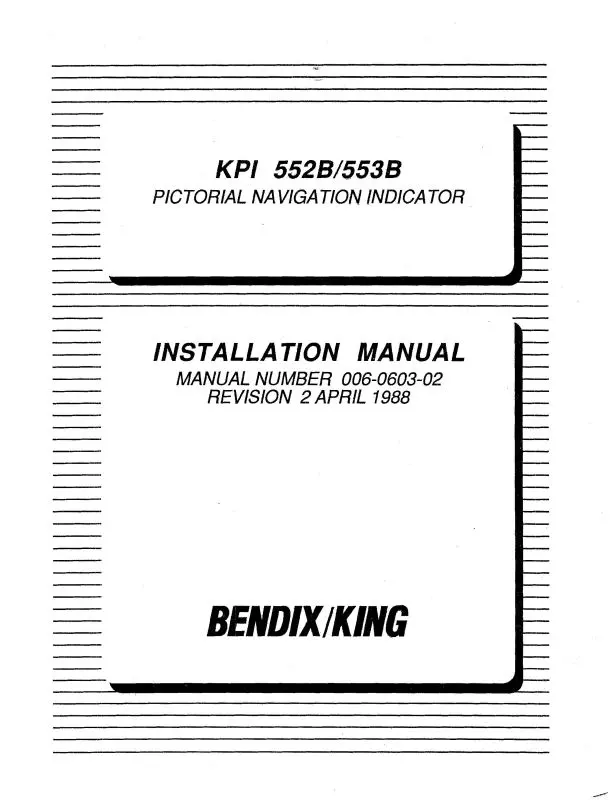 King Kpi 552B 553B Pictoral Navigation Indicator Installation 1988 (006-0603-02) 1