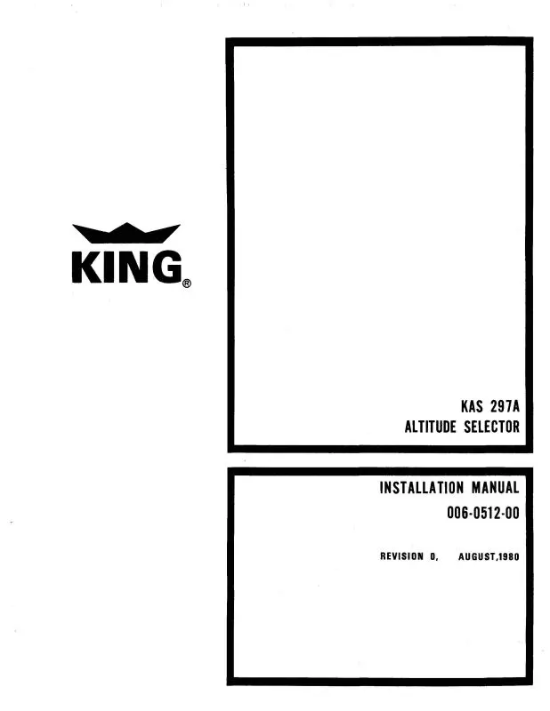 King Kas 297A Altitude Selector Installation Manual 1980 (006-0512-00) 1