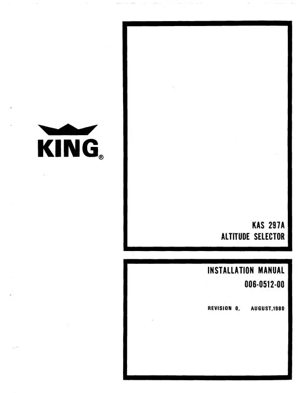 King Kas 297A Altitude Selector Installation, Maintenance, Overhaul Manual 1980 (006-0512-00  M) 1