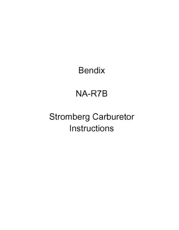 Bendix Na-R7b Stromberg Carburetor Instructions (10-338) 1