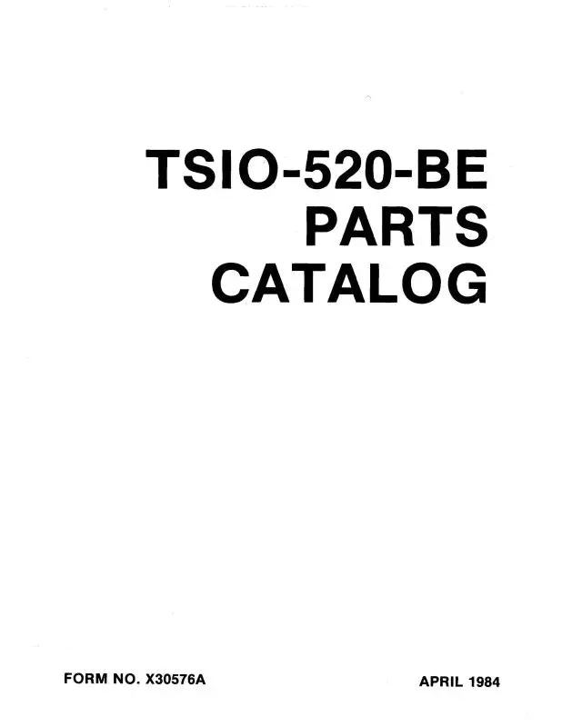 Continental Tsio-520-Be 1984 Parts Catalog (X30576a) 1