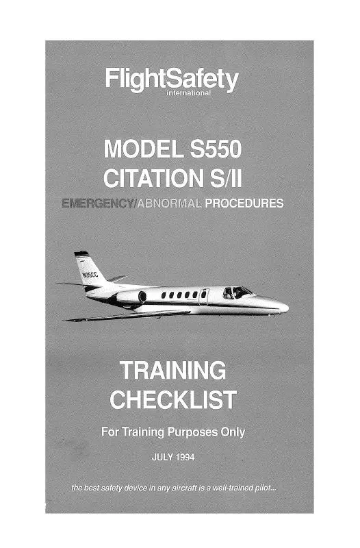 Cessna Citation S-Ii S550 Training Checklist 1994 (Ces550-Trclc) 1