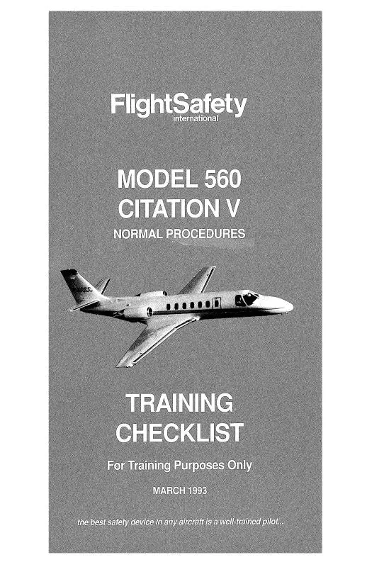 Cessna Citation V 560 Training Checklist 1993 Normal Procedures (Ce560-Trclc) 1