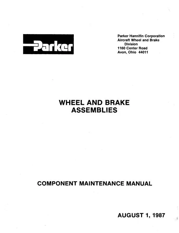 Parker Aerospace Cleveland Wheels & Brakes Assemblies Component Maintenance Manual (Pkclevbrakes-Cmc) 1
