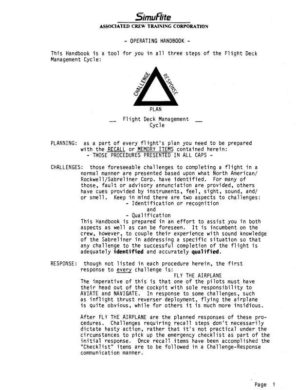 North American Sabreliner Operating Handbook Simuflite 1