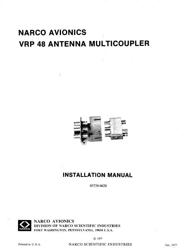 Narco Vrp-48  Vhf Antenna Multicoupler Installation 1977 (03739-0620) 1