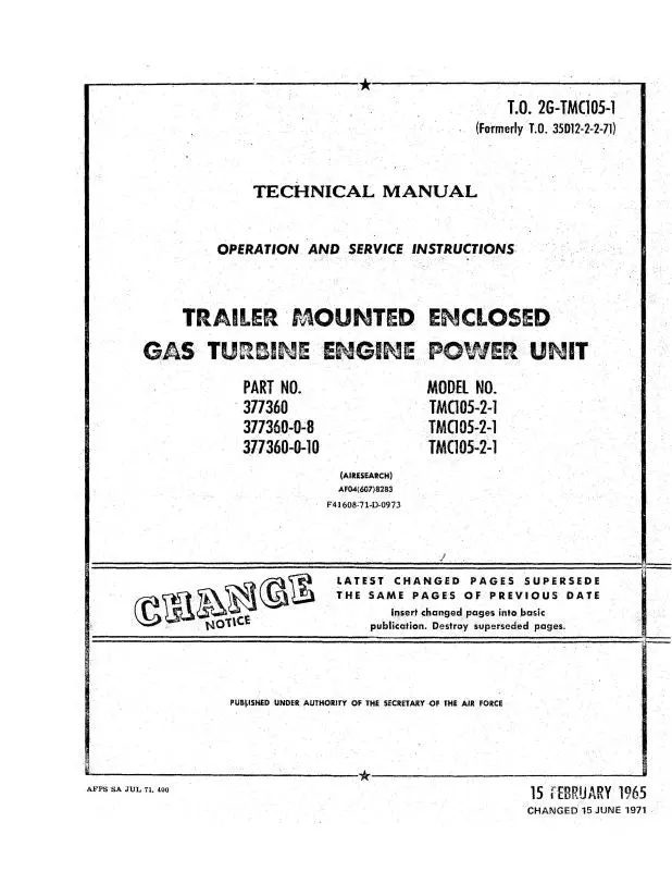 Garrett Tmc105-2-1 1965 Operation & Maintenance Manual (2G-Tmc105-1) 1