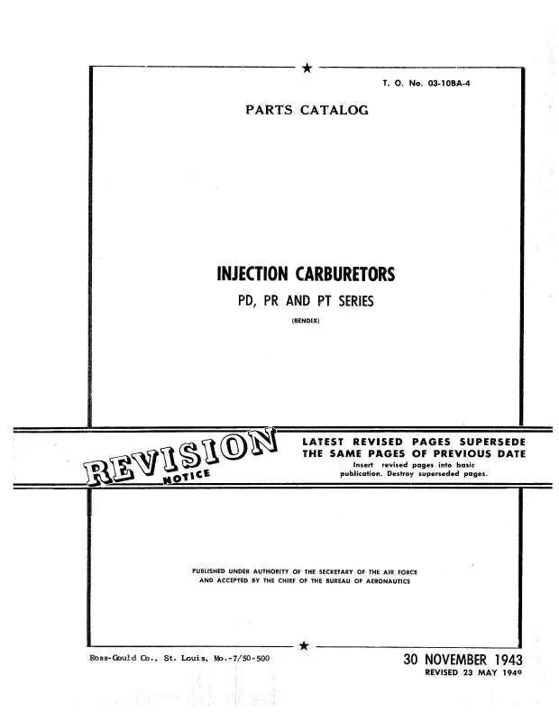 Bendix Pd, Pr, Pt Injection Carburetor Parts Catalog 1943 (03-10Ba-4) 1