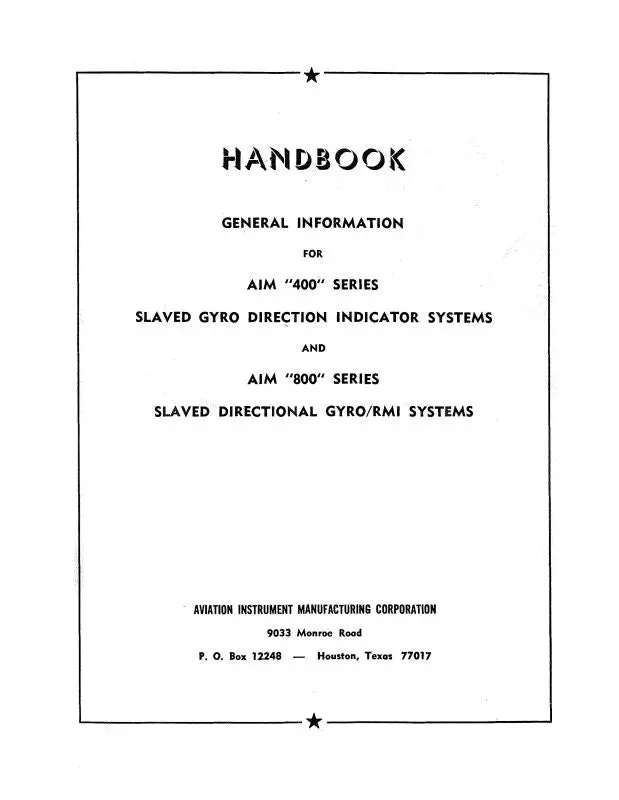 Aim 400, 800 Slaved Gyro-Rim Systems General Information (Aim400,800-Gi-C) 1
