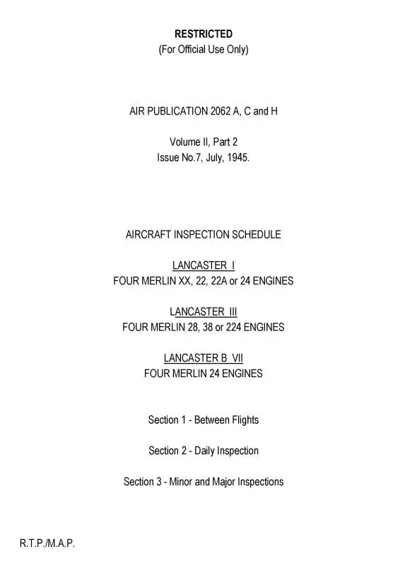 British Lancaster I, Iii, B.Vii Aircraft Servicing Schedule (Bslancasteri,Iii,B.Iii-M-C) 1