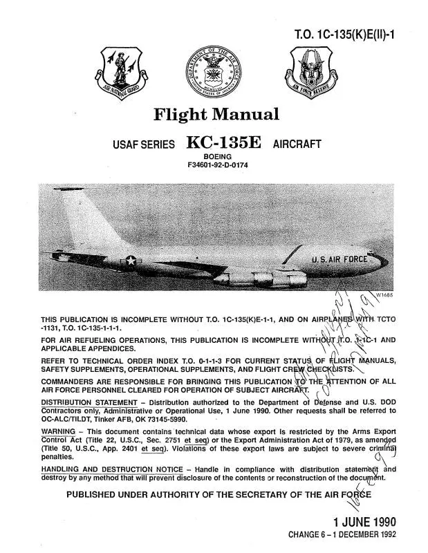 Boeing Kc-135E Series Flight Manual 1990 (1C-135(K)E(Ii)-1) 1