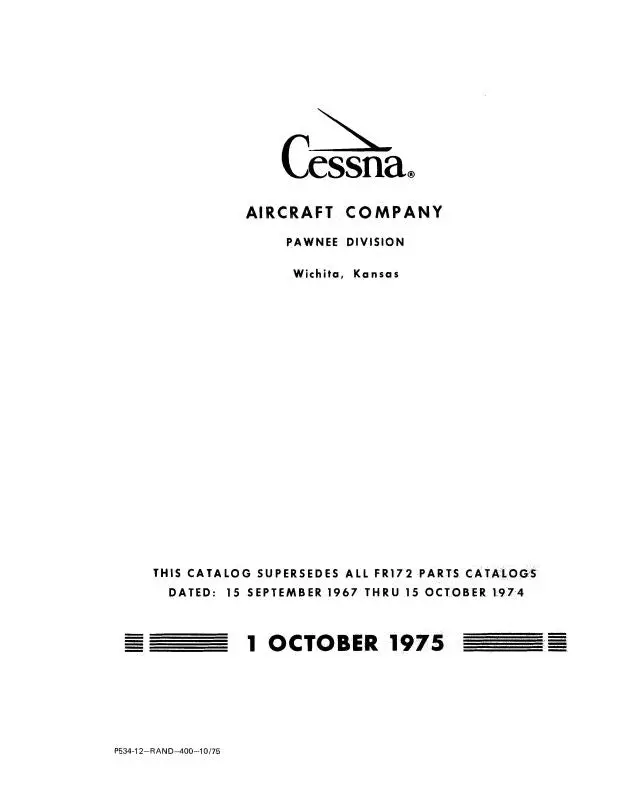 Cessna Fr172 Reims Rocket 1968-1975 Parts Catalog 1